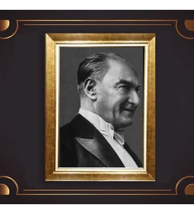 Özel Seri Paspartulu Çerçeveli Atatürk Tablo l155 (Gold)