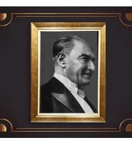 Özel Seri Paspartulu Çerçeveli Atatürk Tablo l155 (Gold)