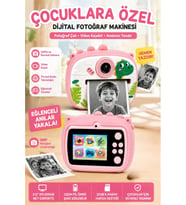 Dinozor Temalı Çocuk Dijital Fotoğraf Makinesi Termal Baskılı Kamera Selfie