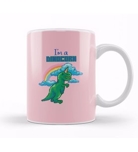 Dinosaur Retro Pixel I'm A Dinocorn Kupa Bardak Porselen