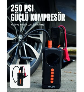 Dijital Araç Kompresörü 4 Fonksiyonlu Akü Takviye Lastik Şişirme Powerbank ve LED El Feneri