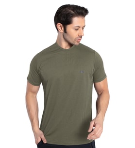 Crozwise 7134-04 Waffle Bisiklet Yaka Erkek Petek Dokuma T-Shirt HAKİ_YEŞİL