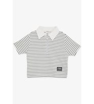 Breeze Kız Çocuk Crop Tişört Fermuarlı Çizgili 9-14 Yaş, Ekru