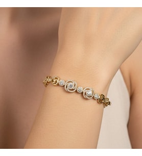XUPING JEWELRY 14 Ayar Altın Kaplama, Hipnoz Zirkon Taşlı Bileklik