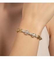 XUPING JEWELRY 14 Ayar Altın Kaplama, Hipnoz Zirkon Taşlı Bileklik