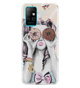 Infınıx Note 8 Kılıf Desenli Silikon Kılıf Donut Girl 1408