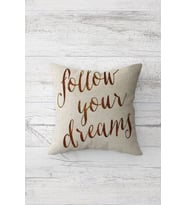 Floow Your Freams Çift Tarafı Baskılı Gizli Fermuarlı Yastık Kılıfı Kırlent Koltuk Yastık Kılıfı (Bej)