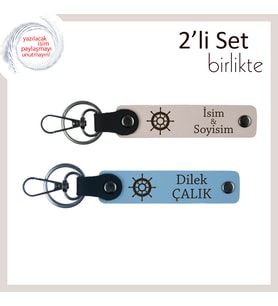 Sevgiliye Yön Gösteren Simgesel Hediye, Kişisel Anahtarlık Takımı, Pudra-Gök Mavi