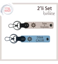 Sevgiliye Yön Gösteren Simgesel Hediye, Kişisel Anahtarlık Takımı, Pudra-Gök Mavi