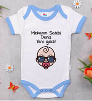 BK Kids Kişiye Özel Mavi Bebek Body Zıbın - Model 103