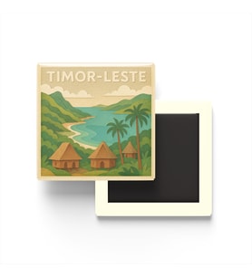 Doğu Timor - Timor-Leste - Paper Cut Art - Baskılı Buzdolap Magneti Kare - 9x9 cm