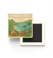 Doğu Timor - Timor-Leste - Paper Cut Art - Baskılı Buzdolap Magneti Kare - 9x9 cm