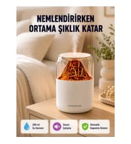 Mey İthalat® Alev Efektli Ultrasonik Uçucu Yağ Difüzörü 280ml Su Tanklı ve Sessiz Çalışma Özellikli
