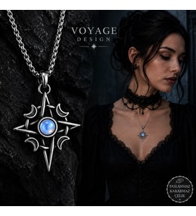 Paslanmaz Çelik Minimal Vintage Stil Taşlı Gotik Kadın Kolye