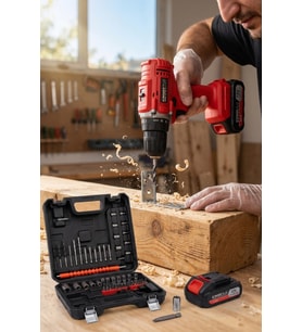 Kimmer Plus 12v 1.5 Ah Çift Akülü Şarjlı 24 Parça Kırmızı Vidalama Matkap