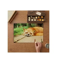 Uyuyan Sevimli Kızıl Tilki Tasarımı 240 parça Ahşap Puzzle Ahşap Kutuda MP06806