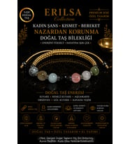 Sertifikalı Kadın Şans Kısmet Bereket Nazardan Korunma Doğal Taş Bilekliği Ayarlanamalı Unisex Lüks