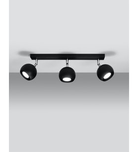 Rsylight Retro Siyah 180 Derece Hareketli Modern Spor 3 Lü Led spot Avize Beyaz Ampullü