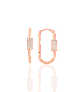 Söğütlü Silver Gümüş rose zirkon taşlı  tasarım küpe