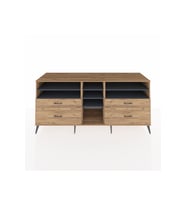 Kronos Konsol 7 Raflı 4 Çekmeceli  220x59x99 Çam-Antrasit/Çam