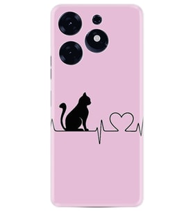 Spark 10 Pro Uyumlu Kılıf Resimli Desenli Baskılı Silikon Pink Cat Heart 1303