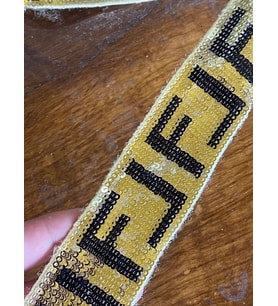 EN 4 CM SARI PAYETLİ ŞERİT DEKORATİF ŞERİT APLİKE BORDÜR (1 METRE)