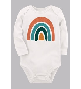 Organik Baskılı Pamuklu Unisex Bebek Body UZUNE180