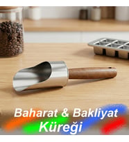 Ahşap Saplı çelik Şık Baharat Kaşığı Küreği Bakliyat Küreği Baharat Küreği