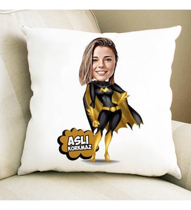Kişiye Özel Süper Kadın Karikatürlü Yastık