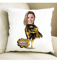 Kişiye Özel Süper Kadın Karikatürlü Yastık