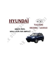 Hyundai Tucson 08/2004 - 12/2010 Araca Özel Kısa Uzun Far h4