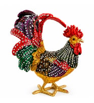 Kristal Taşlı Horoz Biblo Battal Boy 19x15 cm Dekoratif Masaüstü Süsü Şans, Bereket ve Güç Sembolü Hediyelik Ev & Ofis Dekoru