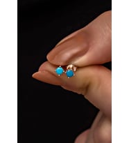 925 Ayar Gümüş Rose 3 mm Turkuaz Taşlı Tektaş Küpe