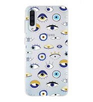 PrintiFy Samsung Galaxy A50S ile Uyumlu 1mm Slim Fit Nazar Boncuğu 2 Baskılı Şeffaf  Kılıf