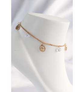 316L Çelik Gold Renk Zirkon Taşlı Yıldızlı Halhal TJ-HH1620