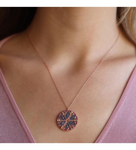 Apm Monaco Modeli Yuvarlak Renkli Zirkon Taşlı Rose Gold Gümüş Kolye