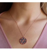 Apm Monaco Modeli Yuvarlak Renkli Zirkon Taşlı Rose Gold Gümüş Kolye