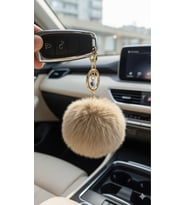 Peluş Pofuduk Ponpon Puf Camel Tüylü Ev Ofis Araba Telefon Cüzdan Çanta Anahtarlık (Camel Rengi)