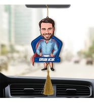 Kişiye Özel Komik Kahraman Karikatürlü Ahşap Dikiz Ayna Araba Süsü
