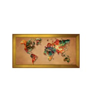 Harita Temalı Kanvas Tablo 80 x 110 cm Gold Çerçeve