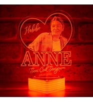 Anneye Özel, Anne Yazılı Hediye LED Aydınlatma (Kırmızı)