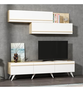 TV Ünitesi Asil Beyaz Safir Meşe 180 cm