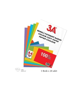 Renkli A4 Kağıdı 5 Renk 100'lü Paket