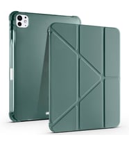 Apple iPad Pro 11 2025 M5 Uyumlu Kılıf Zore Tri Folding Kalem Bölmeli Standlı Kılıf (Koyu Yeşil)