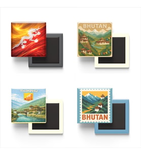 Buzdolap Magnetleri - Bhutan Thimphu - 4'lü Set Magneti