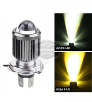 Otomobil Araç Motosiklet Mercekli Far Ampulü Led Far Sarı-Beyaz CSP Led Lamba Uzun Kısa 1 Adet H4