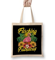 Cute & Funny Flocking Fabulous Flamingo Pun Bez Çanta Uzun Saplı