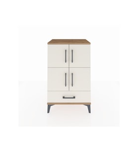 Hyperion Komodin 4 Raflı Tek Çekmeceli 4 Kapaklı 60x44x96 Çam-Aytaşı