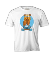 A Dog on a Blue Skate Wearing Sunglasses Beyaz Erkek Tshirt