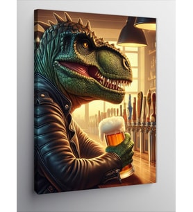 Kanvas Tablo Barda Bira İçen Dinozor